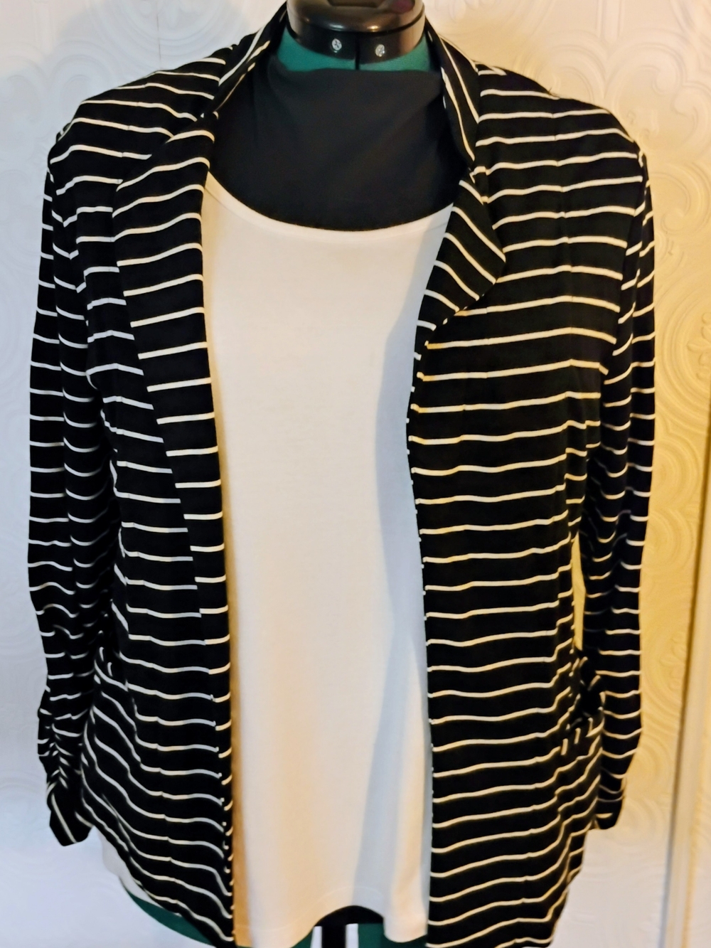Tart Black and White Striped Women's Cardigan